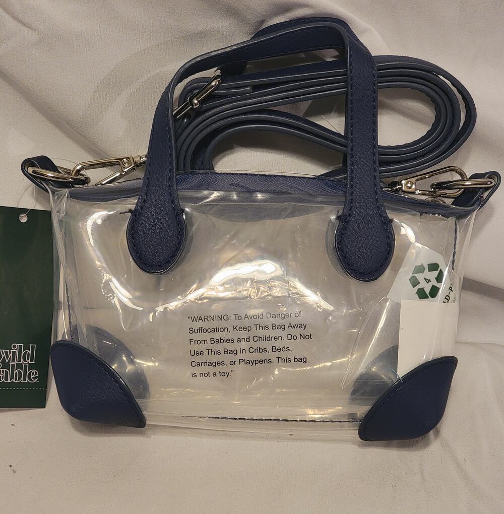 Wild Fable Game Day Bag Navy Blue/Clear 8x6x3 with Straps